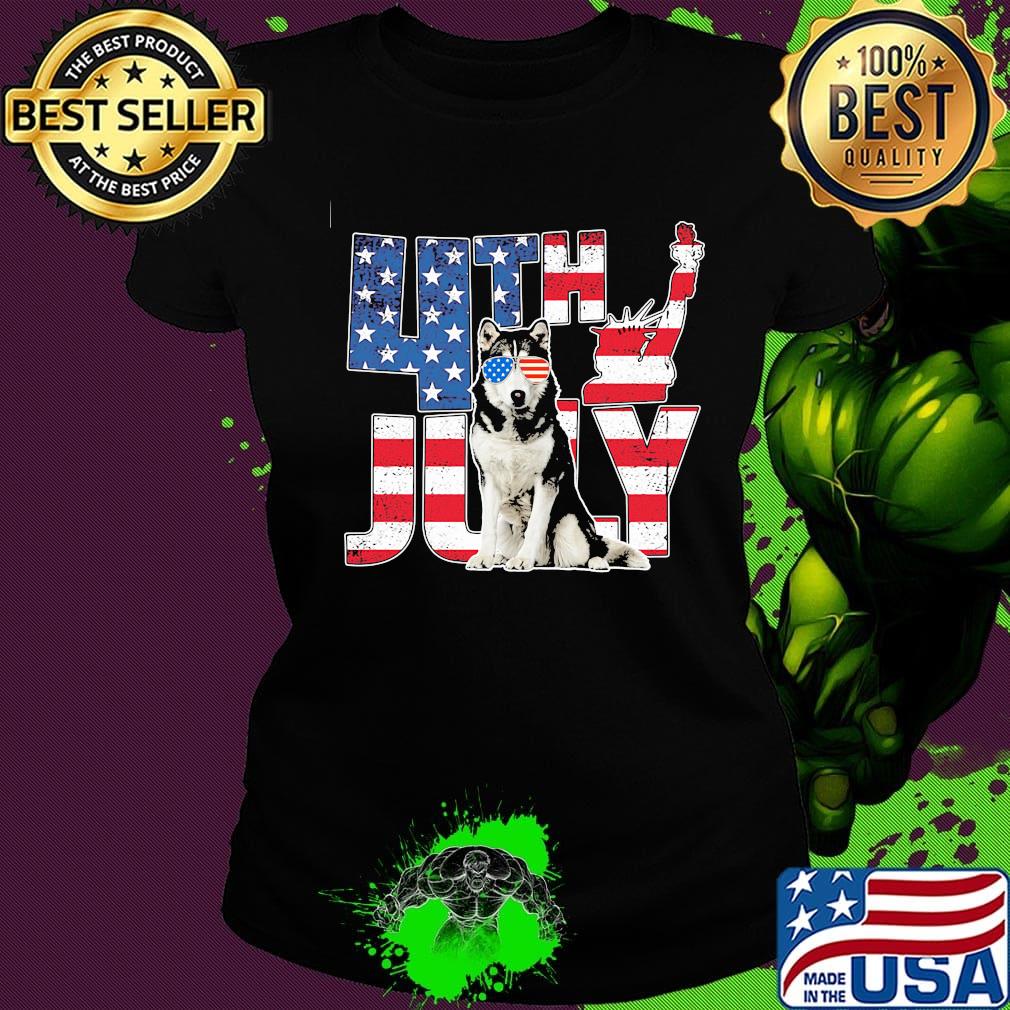 Alaska 4th July Dog American Flag Shirt Ladies tee Alaska 4th July Dog American Flag Shirt Ladies tee