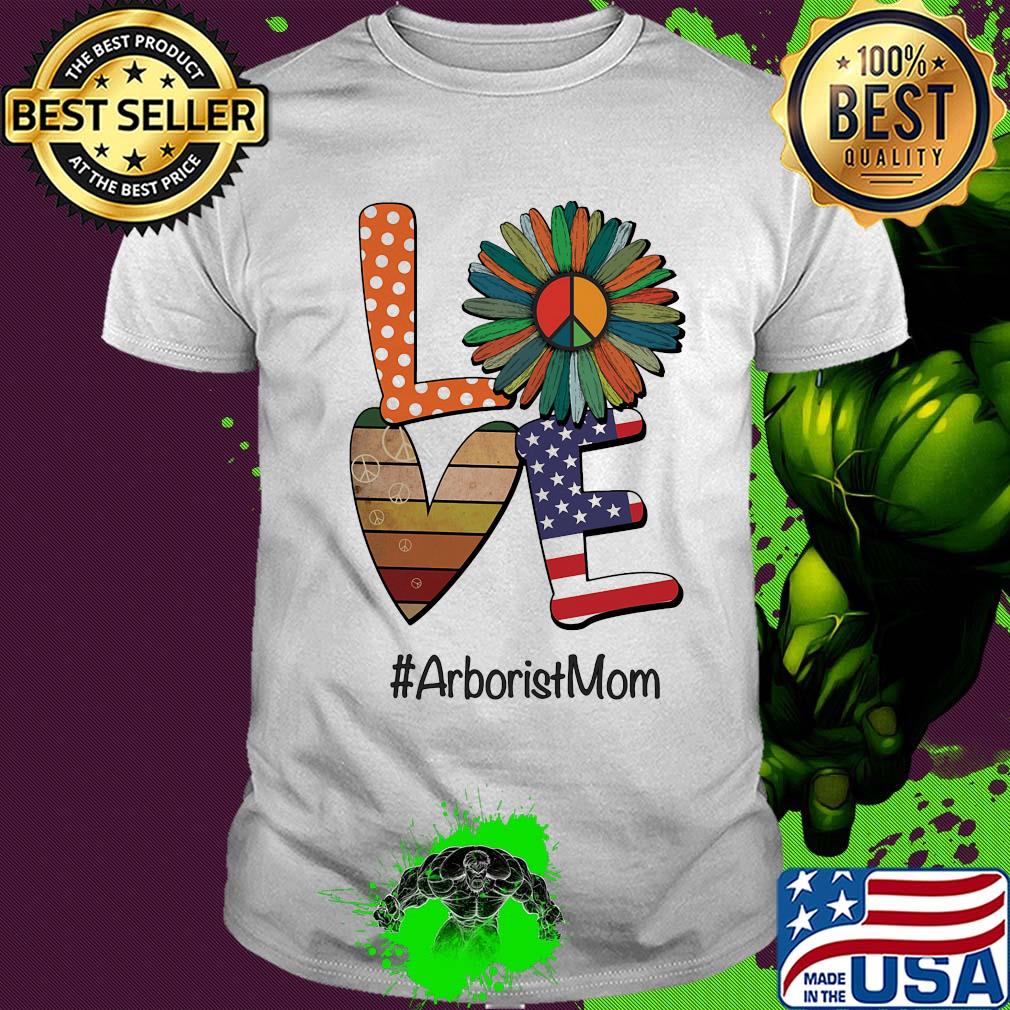 Arborist mom love heart sunflower vintage retro shirt