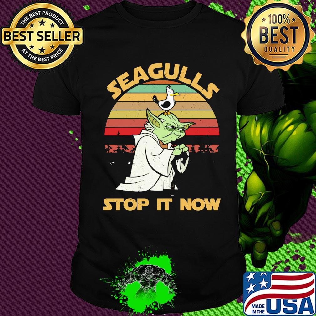 Baby Yoda Seagulls stop it now vintage retro shirt