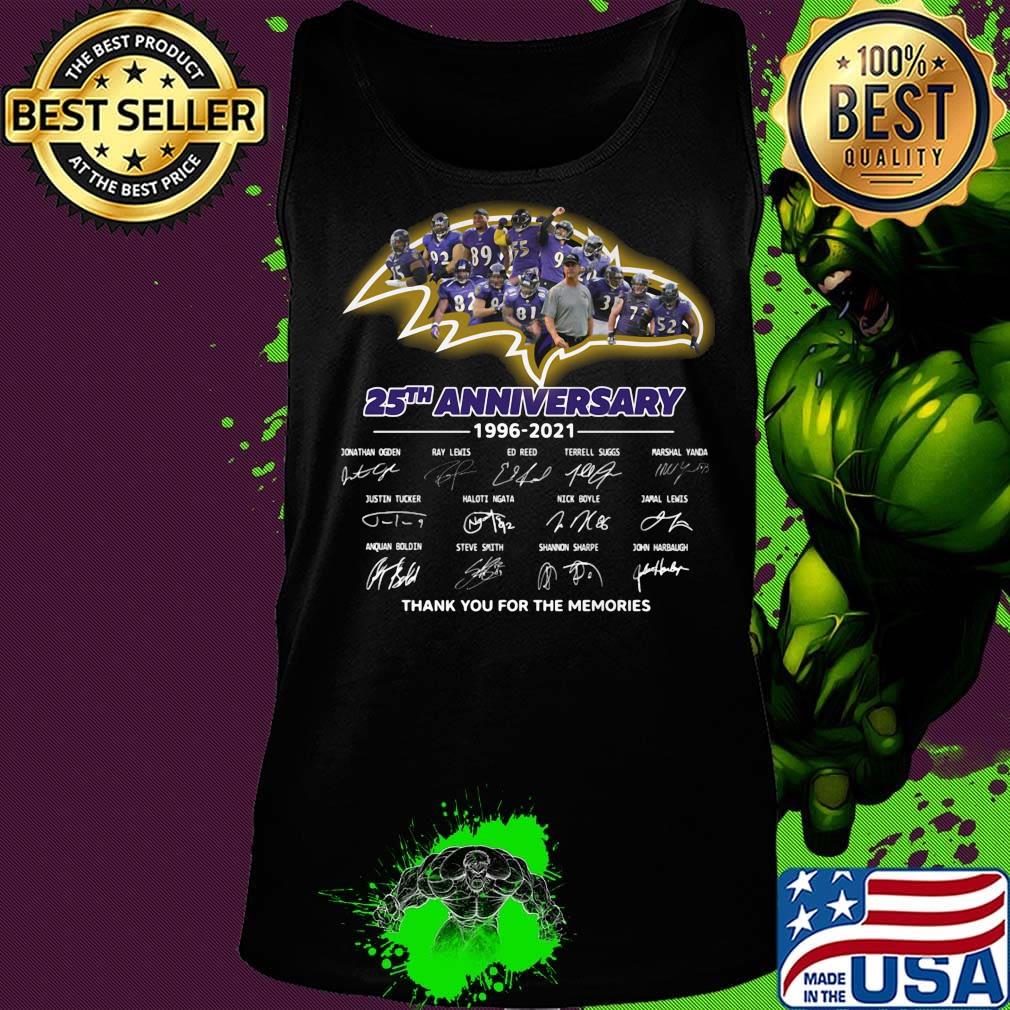 Baltimore ravens 25th anniversary 1996 2021 thank you for the memories signatures s Tank top Baltimore ravens 25th anniversary 1996 2021 thank you for the memories signatures s Tank top