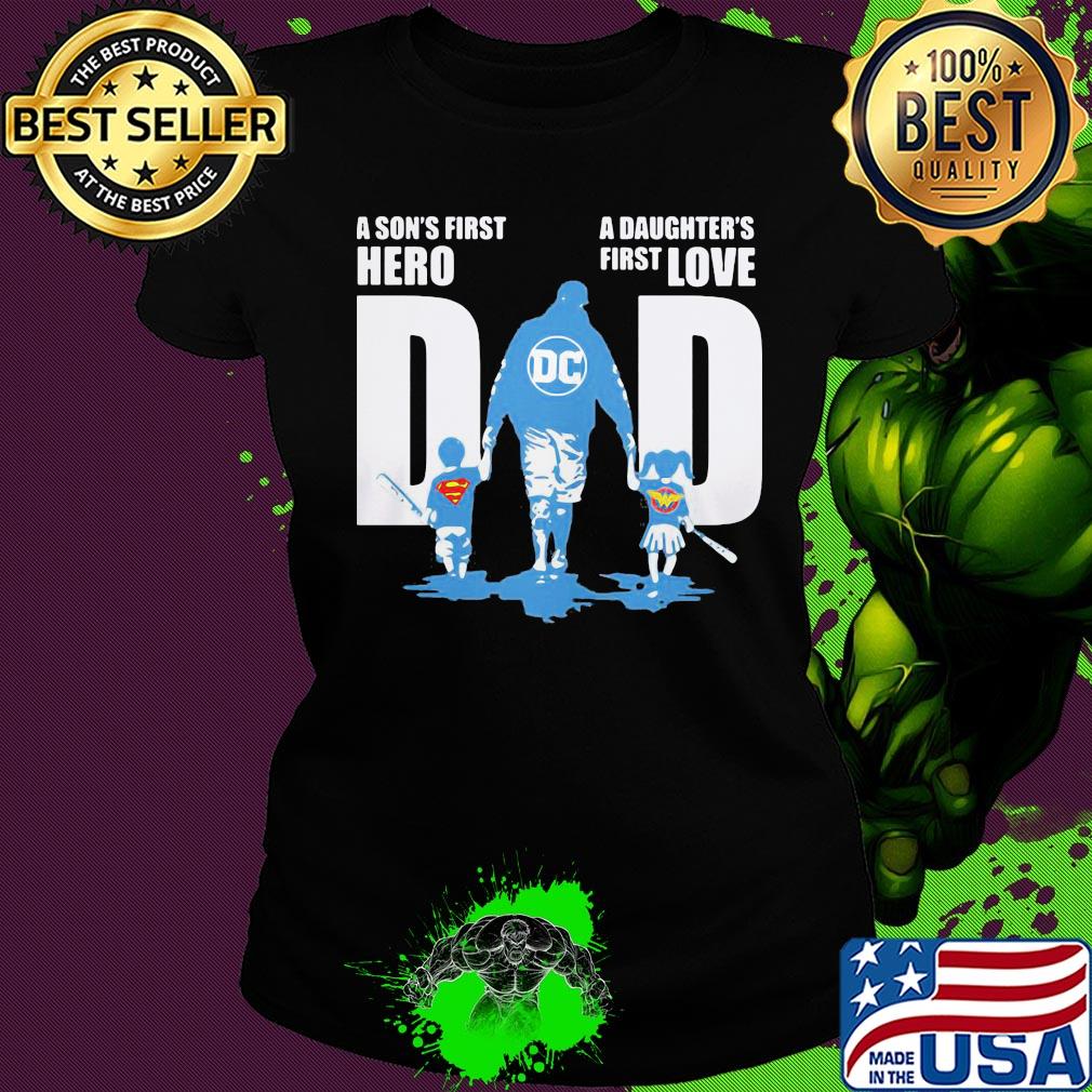 Baseball a son's first hero a daughter's first love dad happy father's day superman s Ladies tee Baseball a son's first hero a daughter's first love dad happy father's day superman s Ladies tee