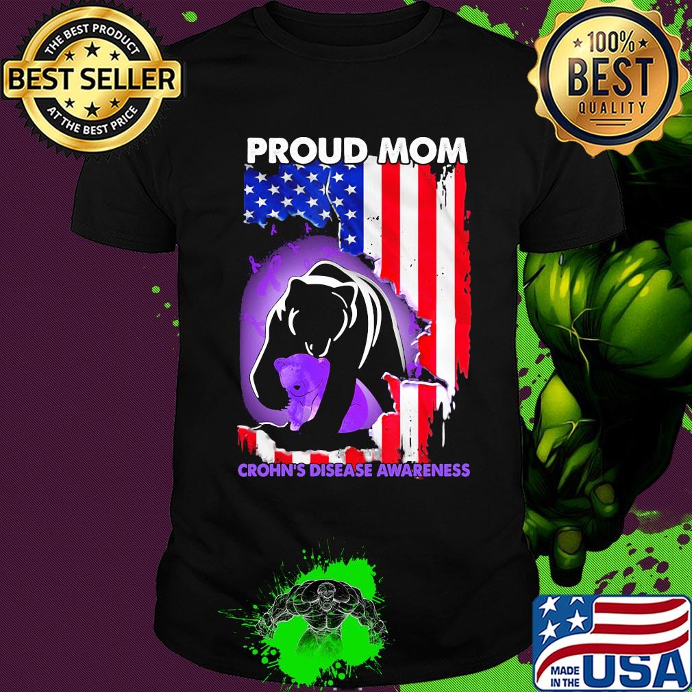 Bear proud mom crohn's disease awareness american flag independence day shirt