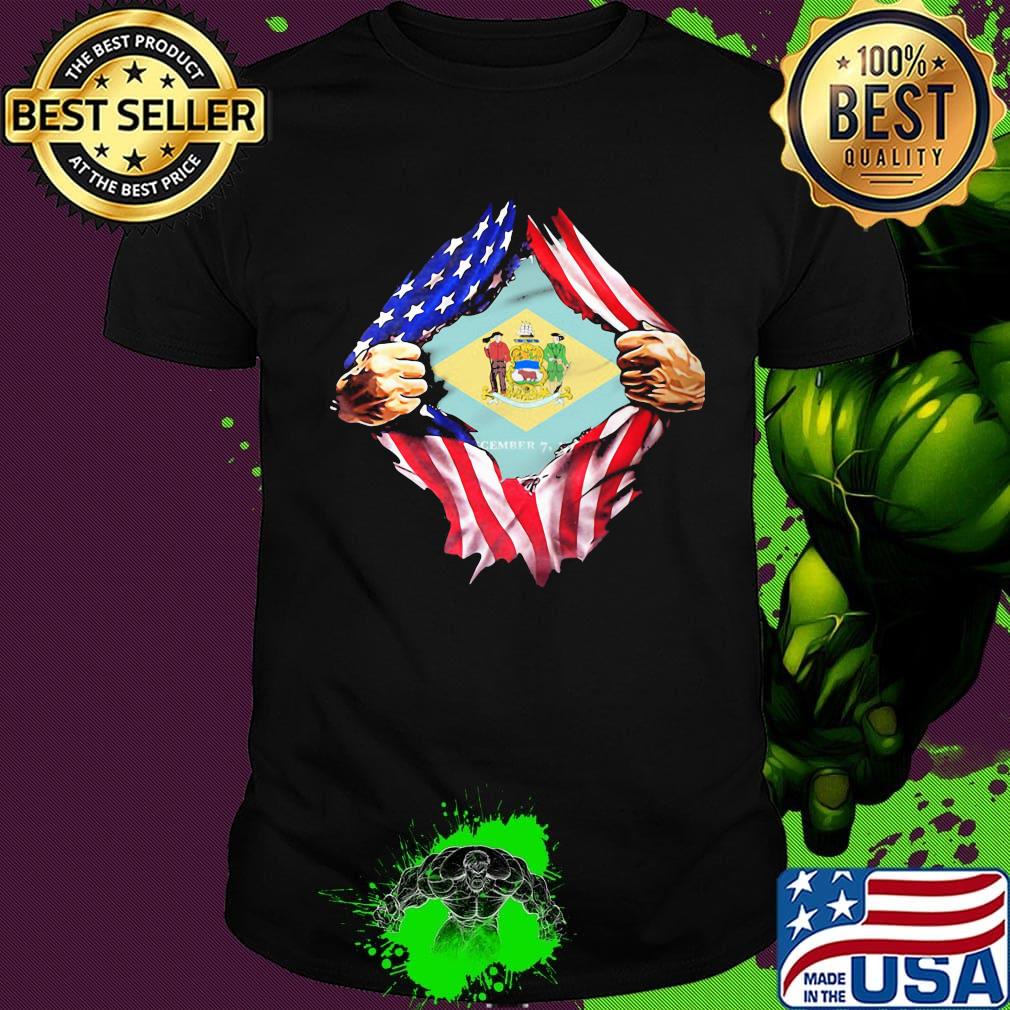 Blood insides delaware state flag american flag independence day shirt