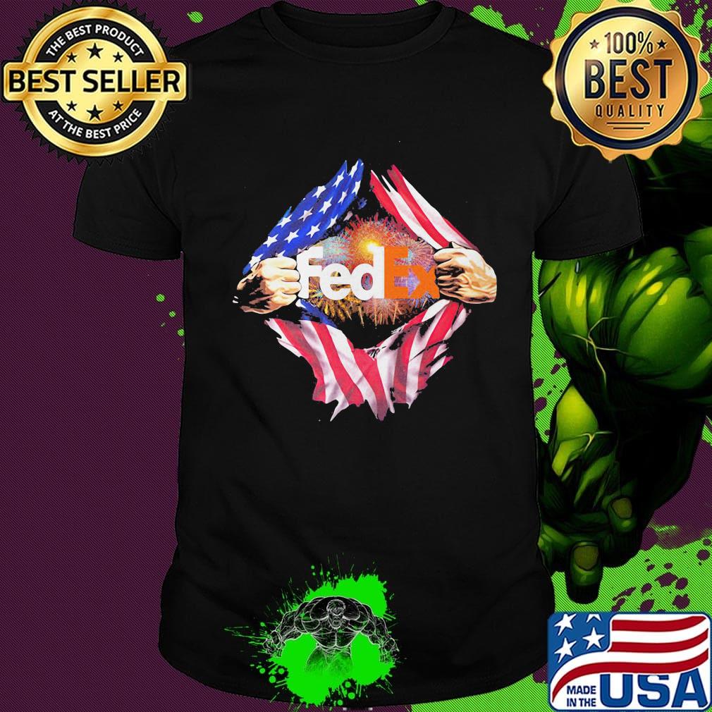 Blood insides fedex firework american flag independence day shirt