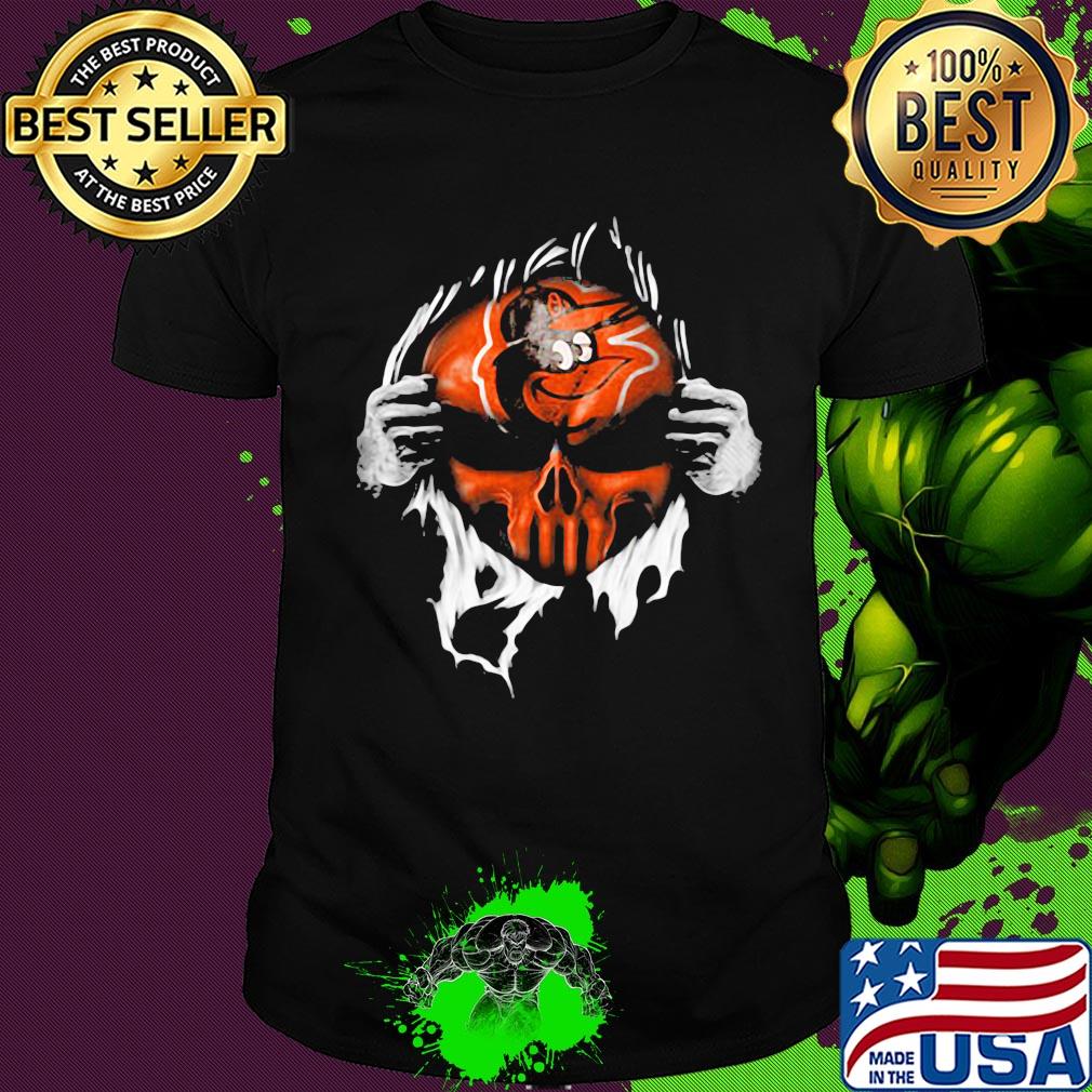 Blood insides skull baltimore orioles baseball shirt