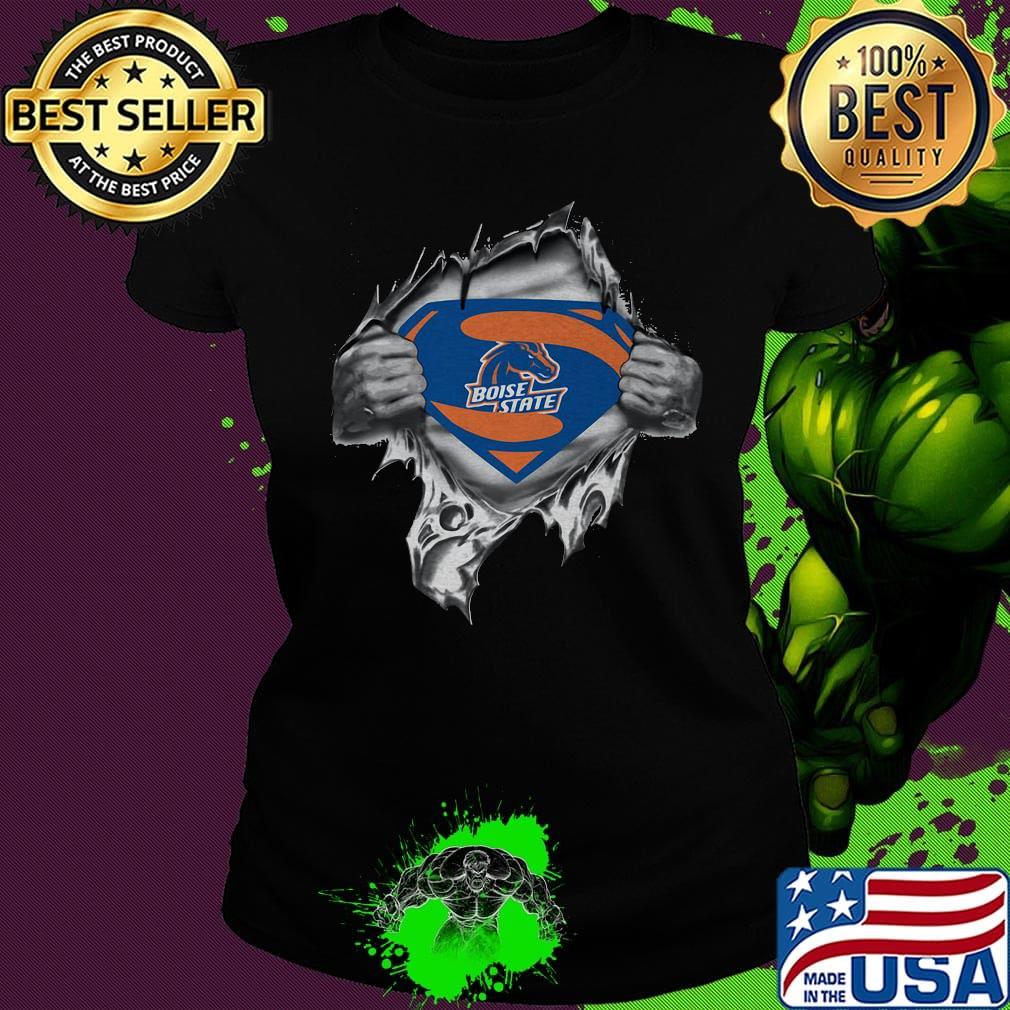 Blood insides superman boise state broncos s Ladies tee Blood insides superman boise state broncos s Ladies tee