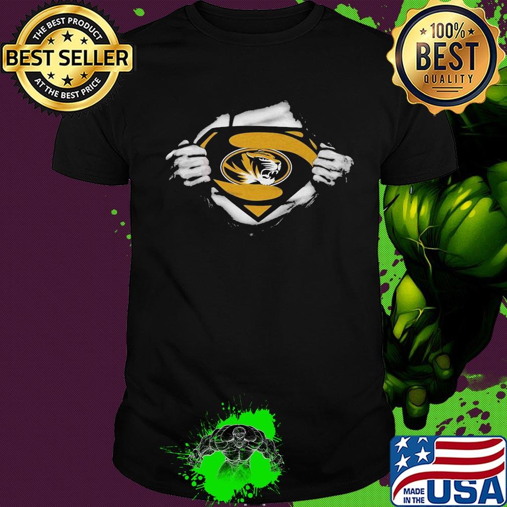 Blood insides superman missouri tigers football shirt
