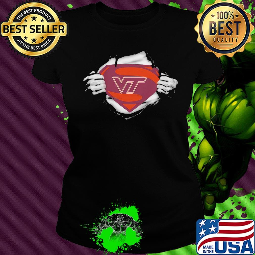 Blood insides superman virginia tech hokies football s Ladies tee Blood insides superman virginia tech hokies football s Ladies tee