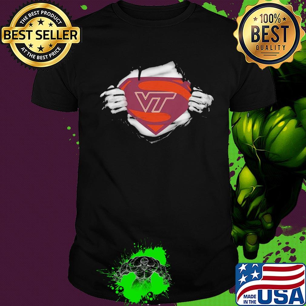 Blood insides superman virginia tech hokies football shirt Blood insides superman virginia tech hokies football shirt