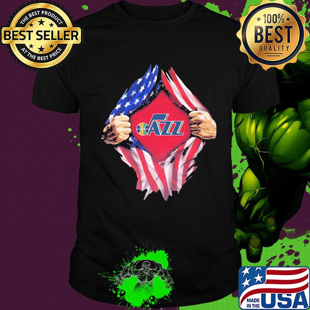 Blood insides utah jazz american flag independence day shirt