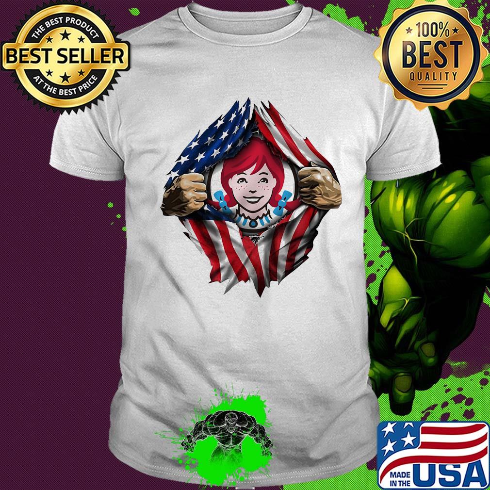 Blood insides wendy's american flag independence day shirt