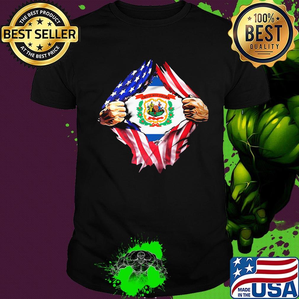 Blood insides west virginia state american flag independence day shirt