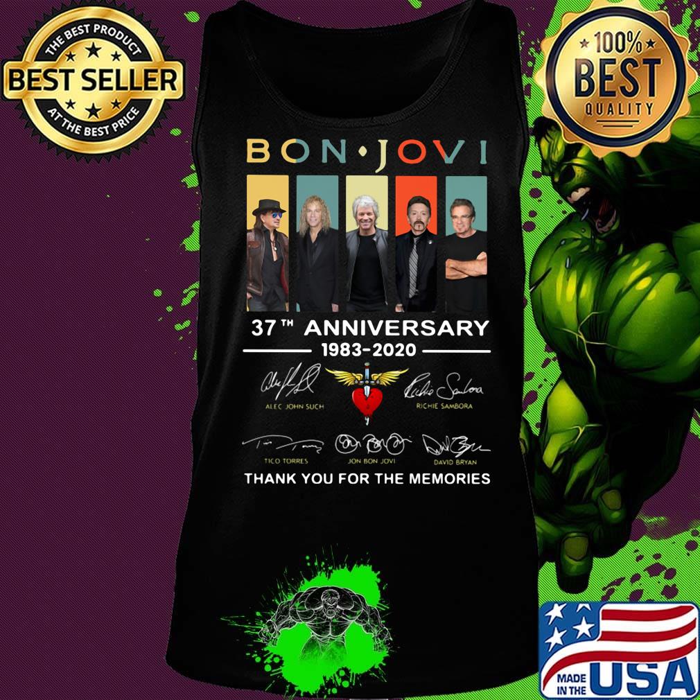 Bon jovi 37th anniversary 1983 2020 thank you for the memories signatures vintage s Tank top Bon jovi 37th anniversary 1983 2020 thank you for the memories signatures vintage s Tank top