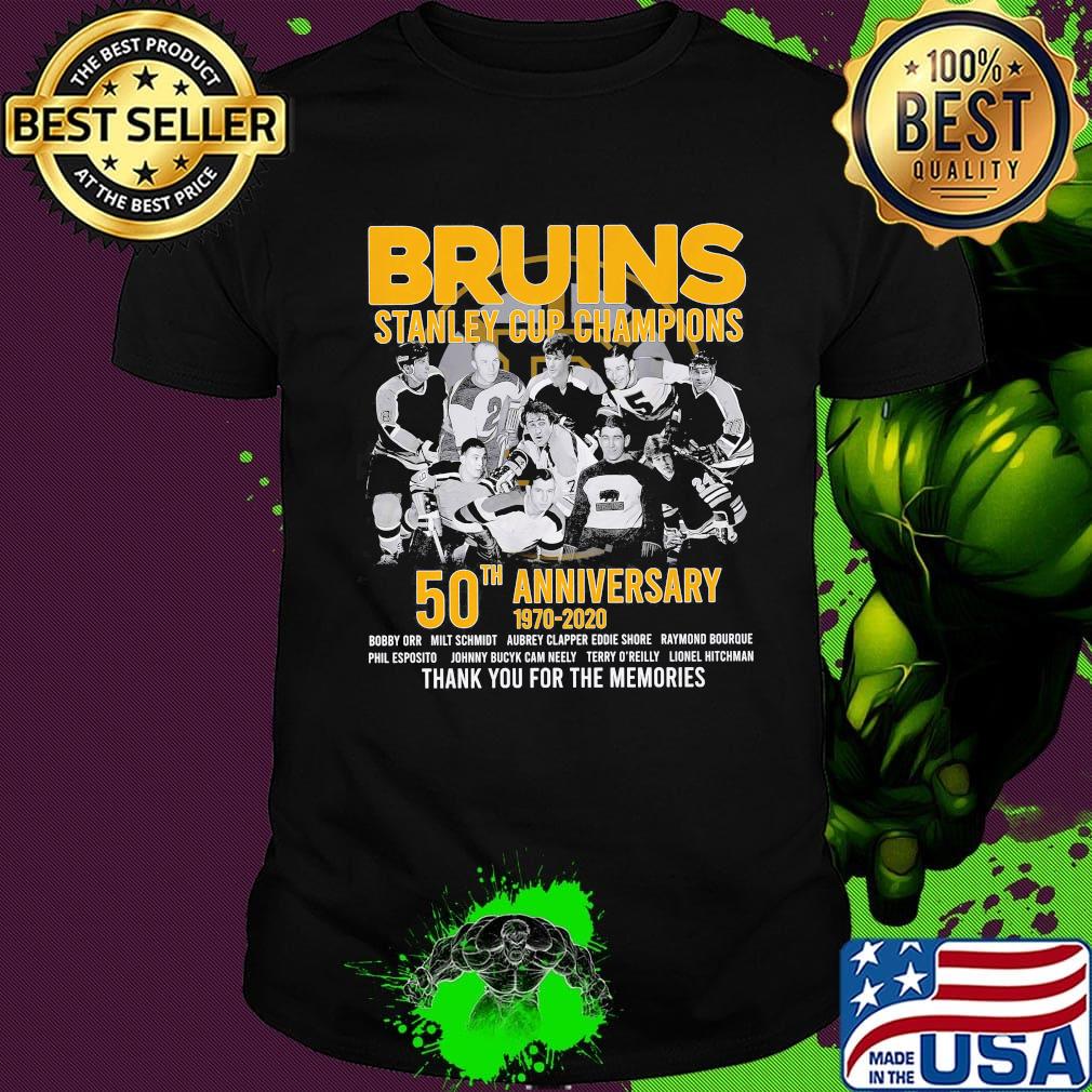 Boston bruins football team stanley cup champions 50th anniversary 1970 2020 thank you for the memories shirt