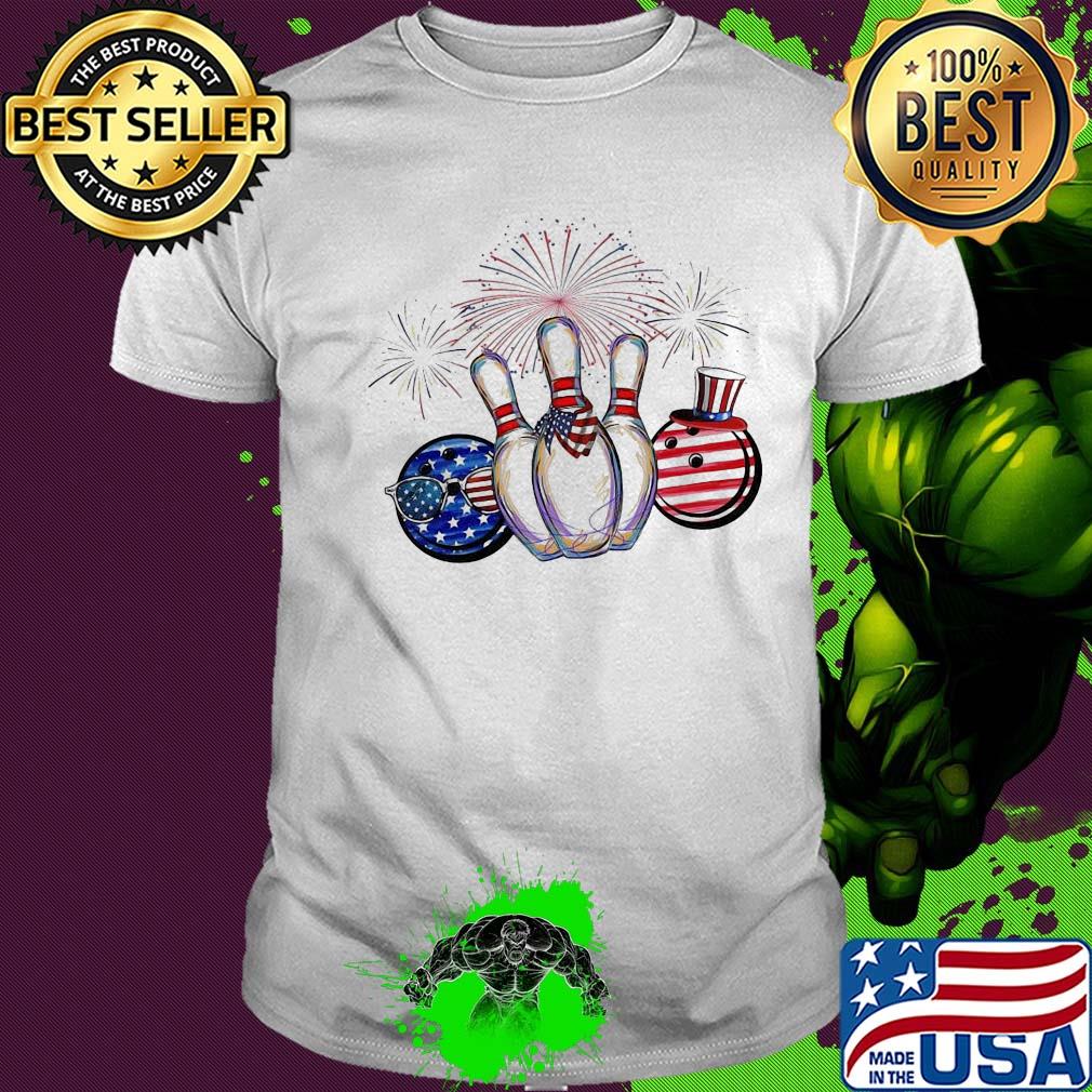 Bowling firework american flag independence day shirt