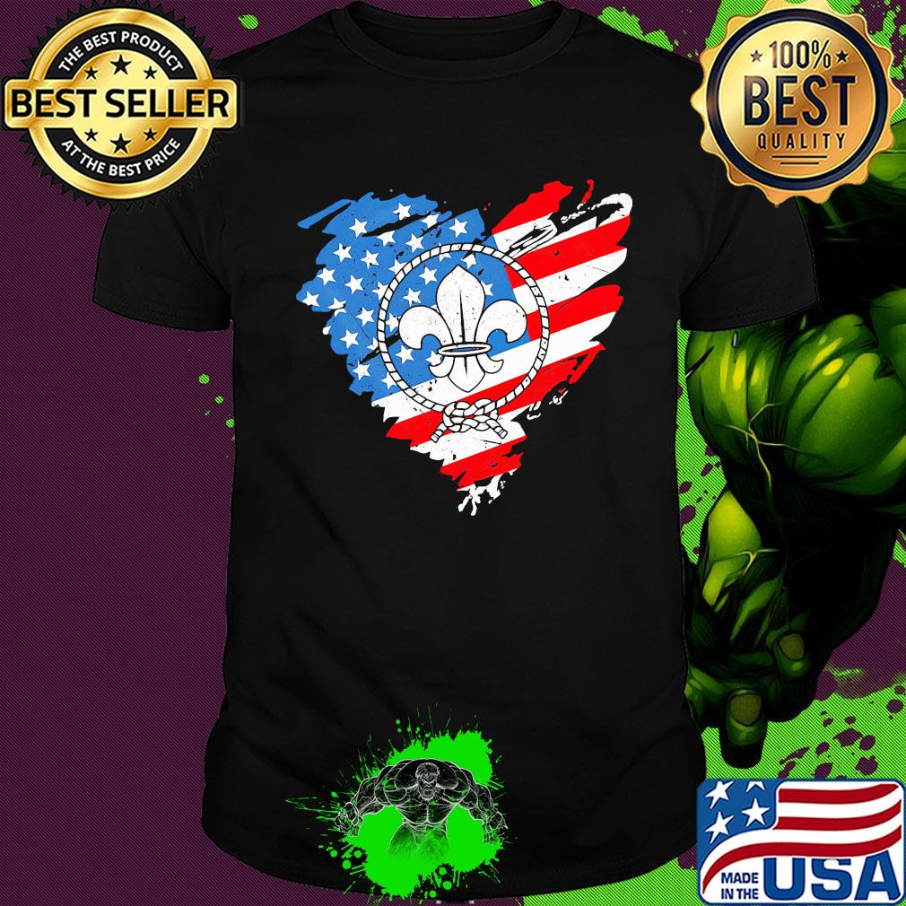 Boy scout flag heart american flag independence day shirt