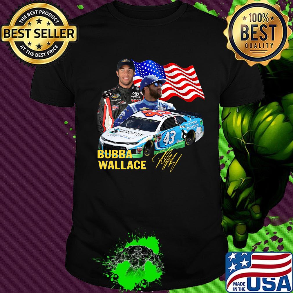 Bubba wallace american flag independence day signature shirt