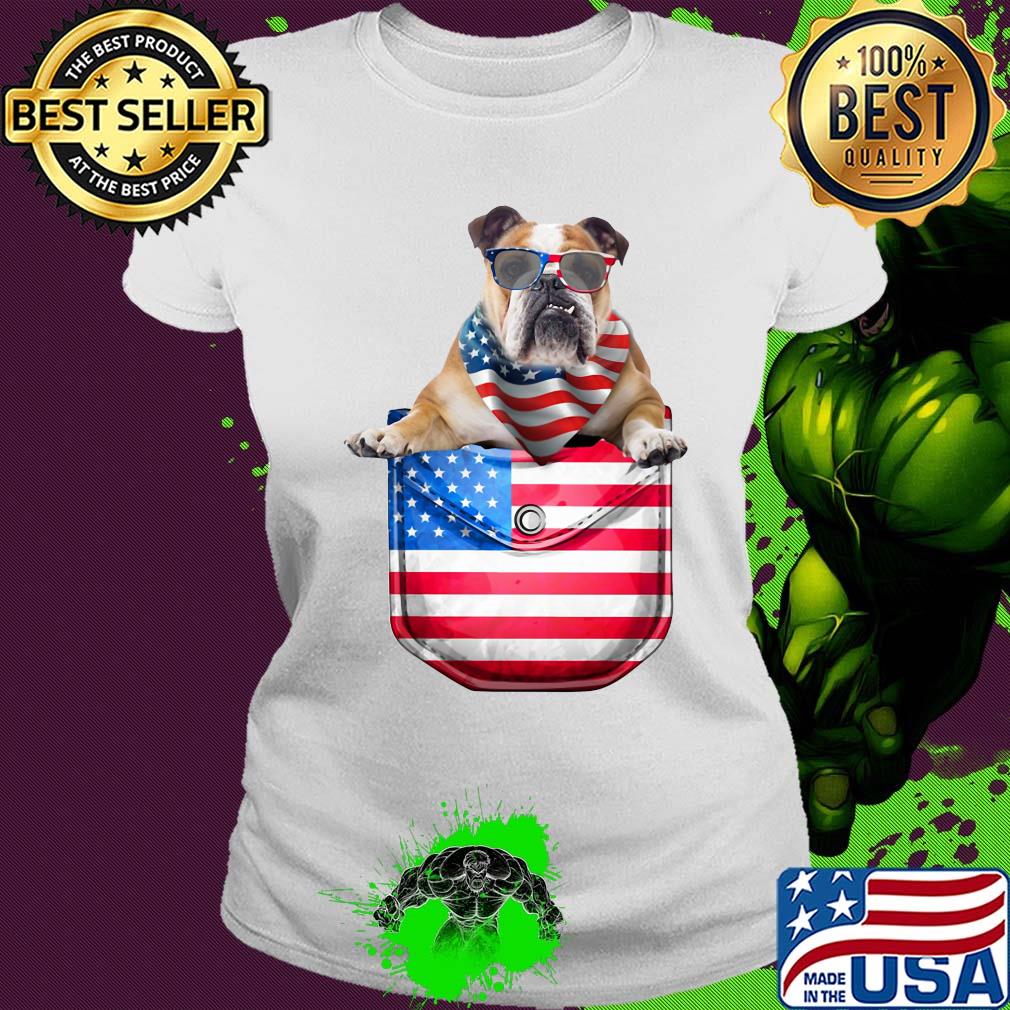 Bulldog pocket american flag independence day s Ladies tee Bulldog pocket american flag independence day s Ladies tee