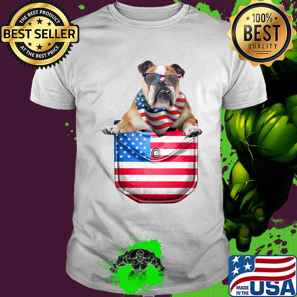 Bulldog pocket american flag independence day shirt Bulldog pocket american flag independence day shirt