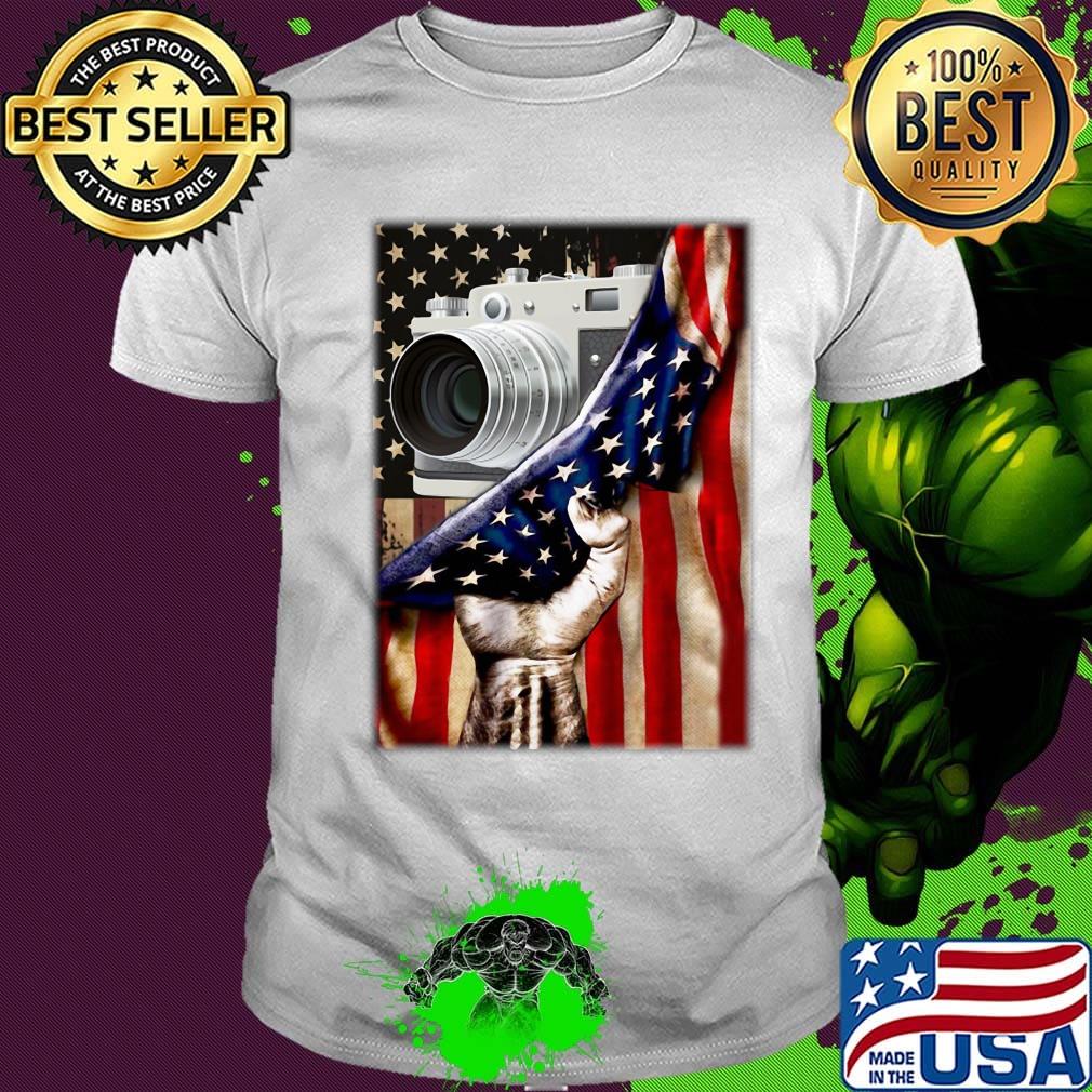 Camera Black Lives Matter American Flag Independence Day Shirt