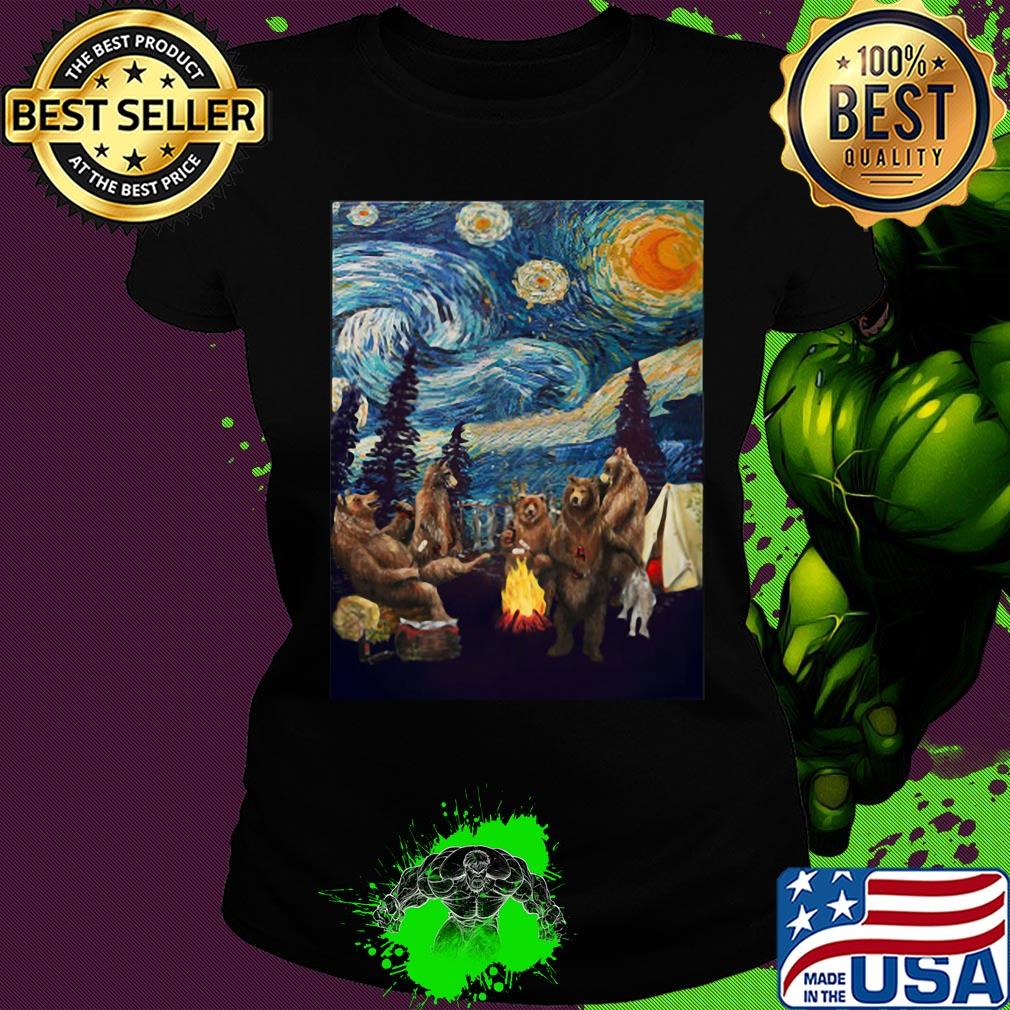 Campfire starry night bear vincent Van gogh s Ladies tee Campfire starry night bear vincent Van gogh s Ladies tee