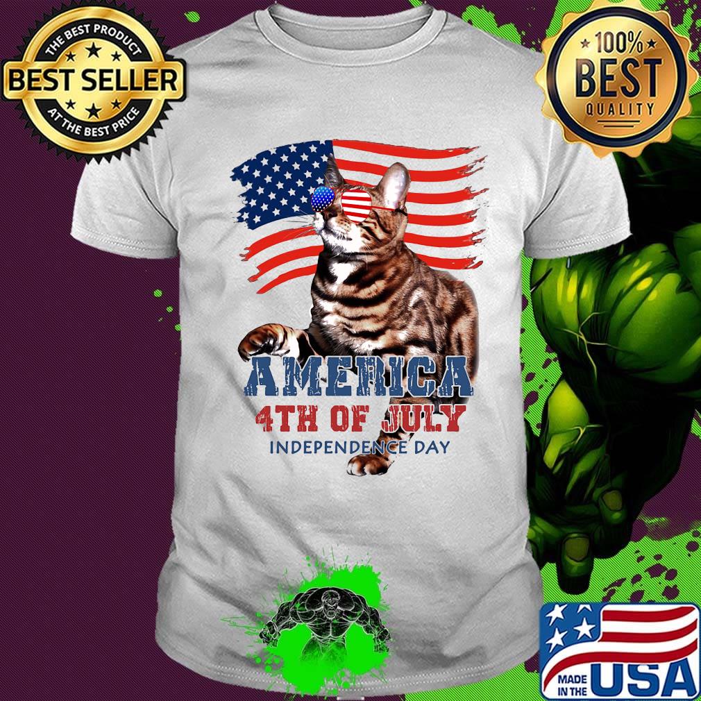 Cat American 4th of July flag veteran Independence day shirt