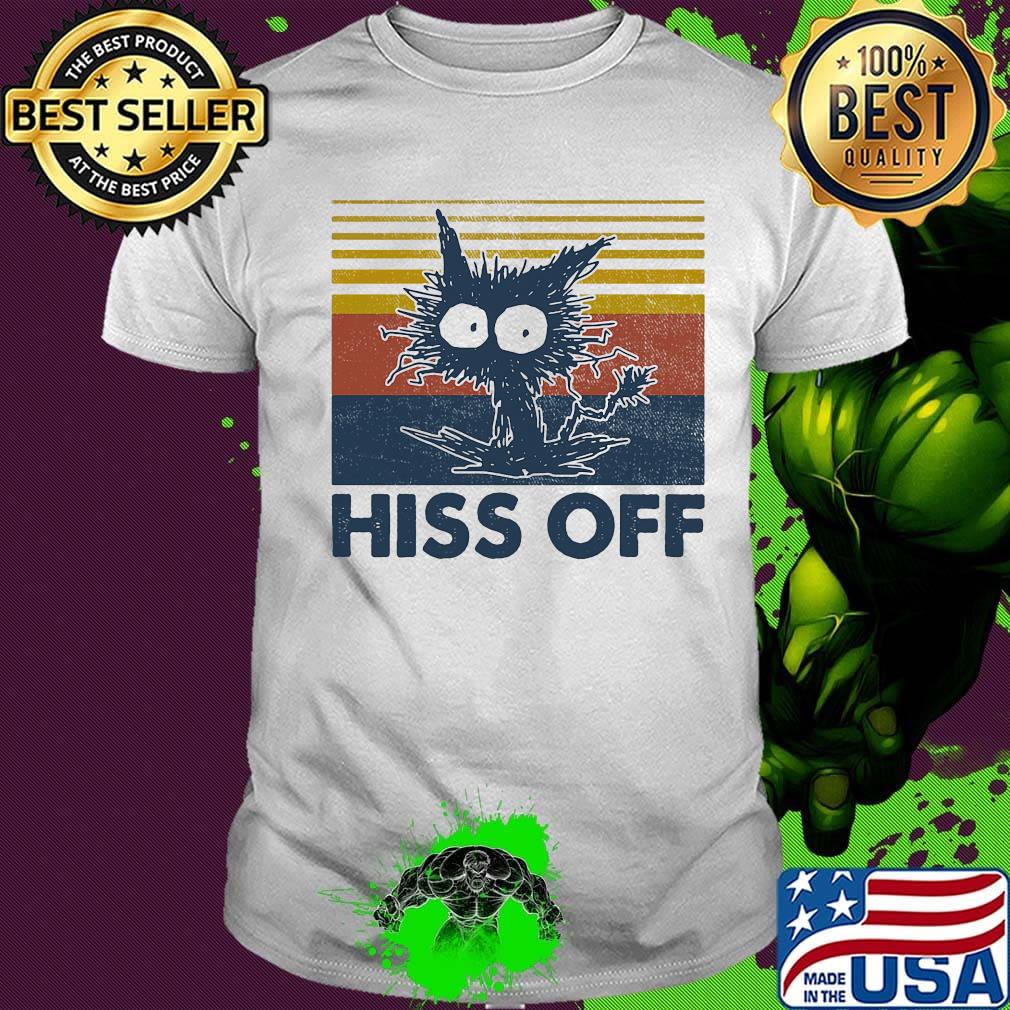 Cat hiss off vintage retro shirt