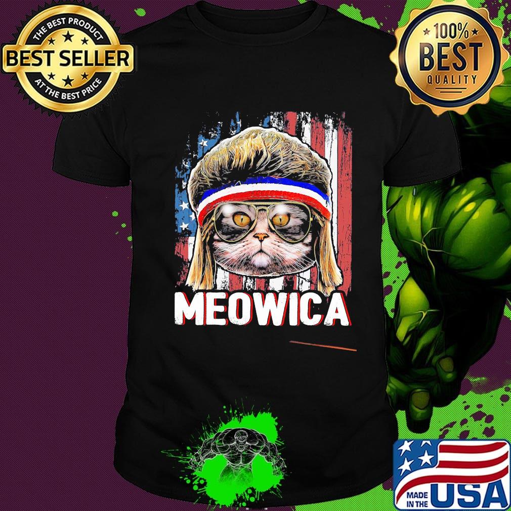 Cat meowica american flag independence day shirt