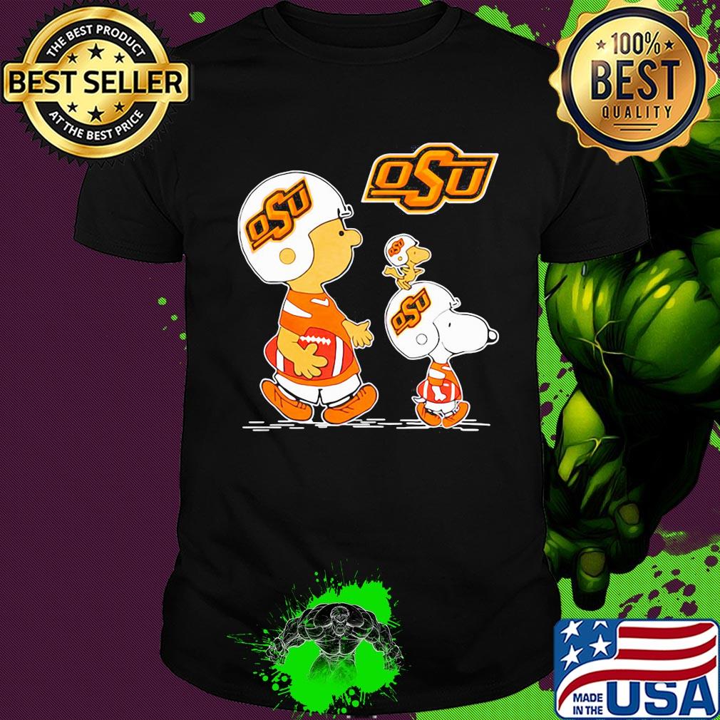 Charlie brown snoopy woodstock oklahoma state university football shirt