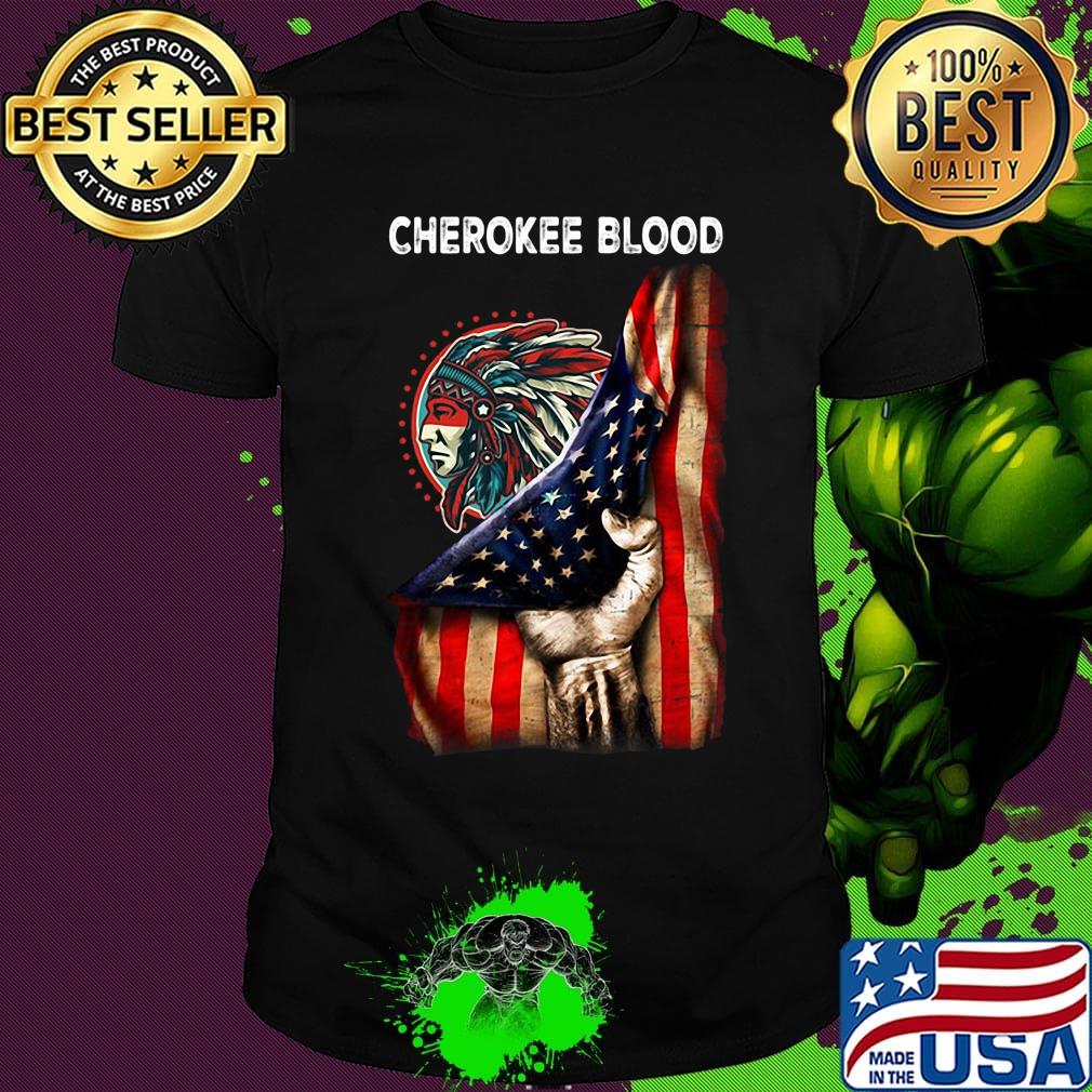 Cherokee blood american flag independence day shirt