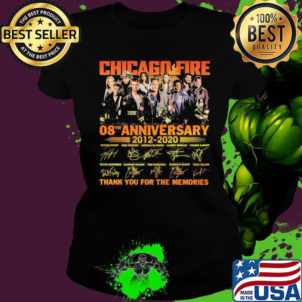 Chicago fire 08th anniversary 2012 2020 thank you for the memories signatures s Ladies tee Chicago fire 08th anniversary 2012 2020 thank you for the memories signatures s Ladies tee