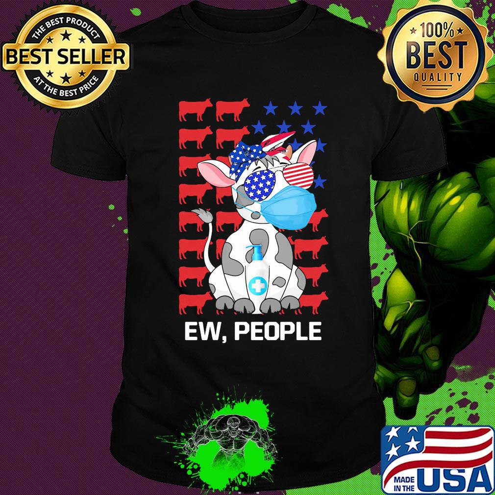 Cow mask hug soap ew people american flag independence day shirt
