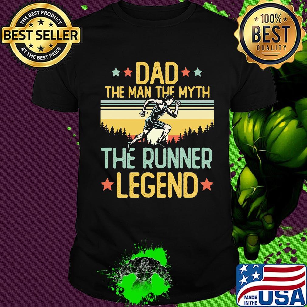 Dad the man the myth the runner legend happy fathers day stars vintage retro shirt
