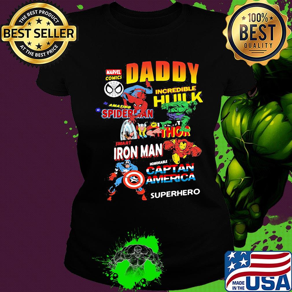 Daddy marvel comics incredible hulk spiderman thor iron man captain america superhero s Ladies tee Daddy marvel comics incredible hulk spiderman thor iron man captain america superhero s Ladies tee