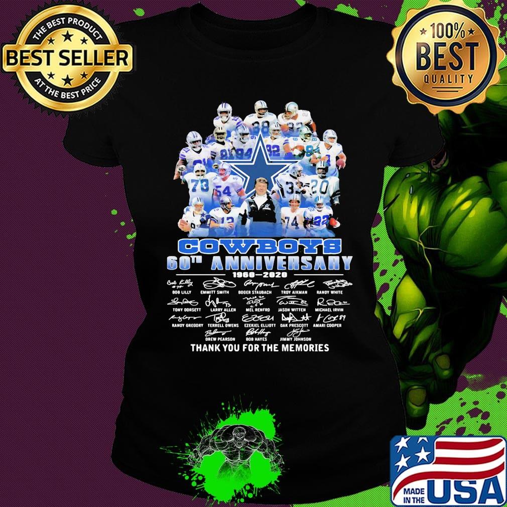 Dallas cowboys football 60th anniversary 1960 2020 thank you for the memories signatures s Ladies tee Dallas cowboys football 60th anniversary 1960 2020 thank you for the memories signatures s Ladies tee