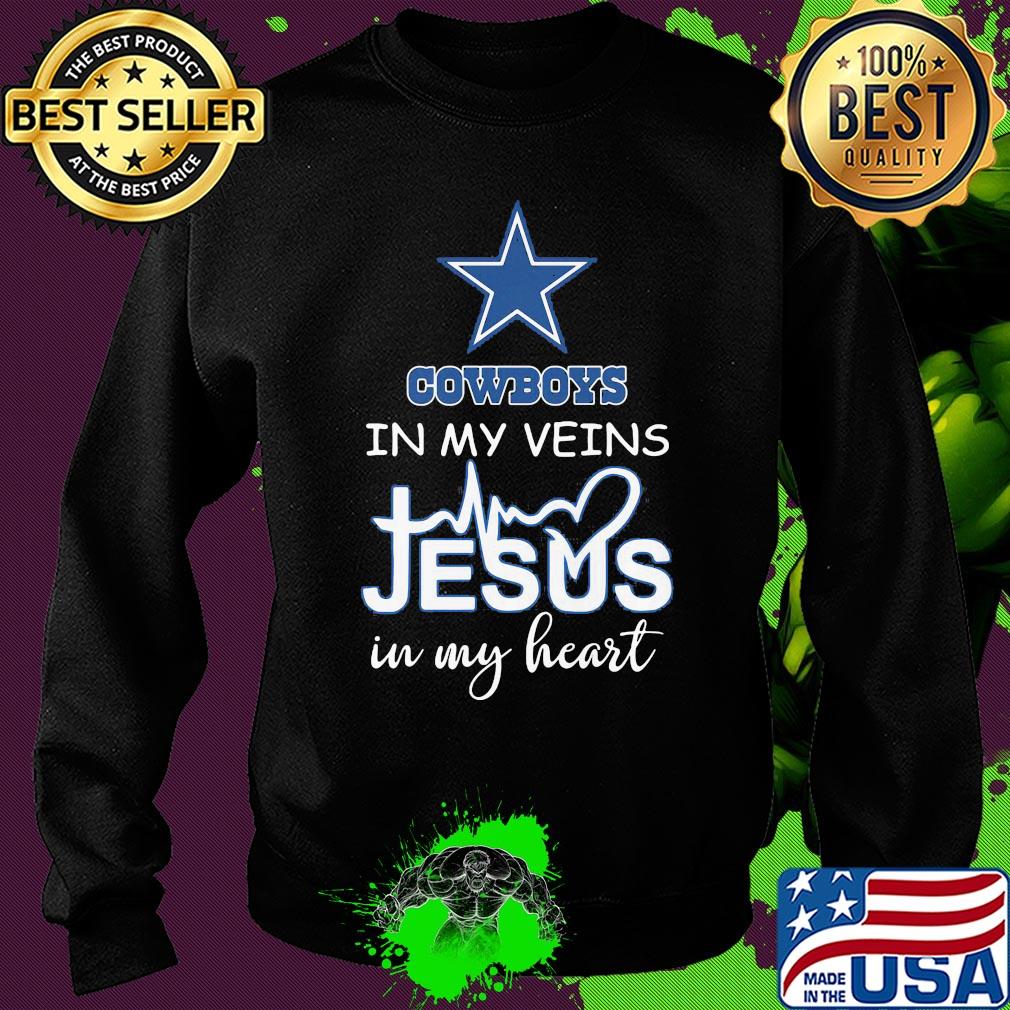 Dallas cowboys in my veins jesus in my heart heartbeat s Sweater Dallas cowboys in my veins jesus in my heart heartbeat s Sweater