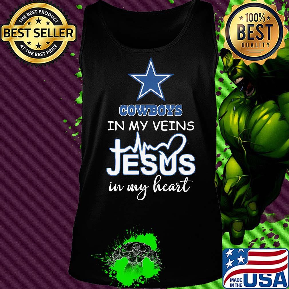 Dallas cowboys in my veins jesus in my heart heartbeat s Tank top Dallas cowboys in my veins jesus in my heart heartbeat s Tank top