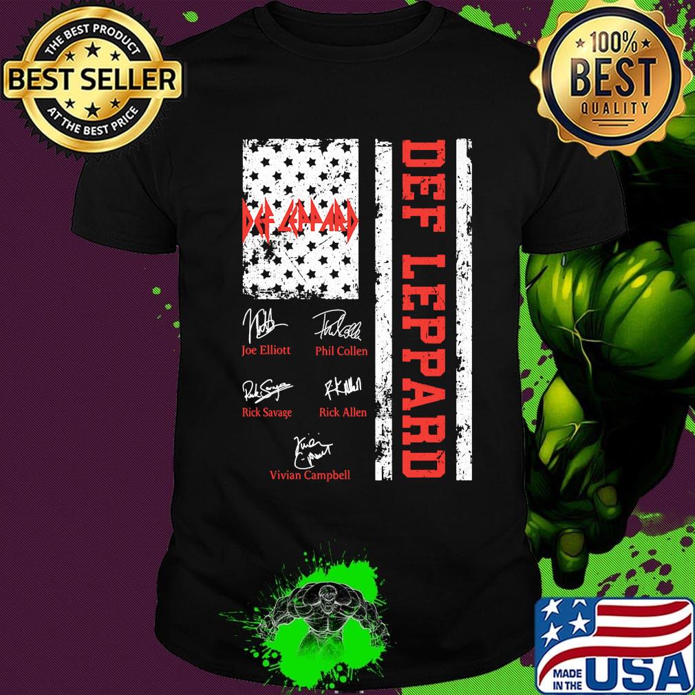 Def leppard band members signatures american flag independence day shirt