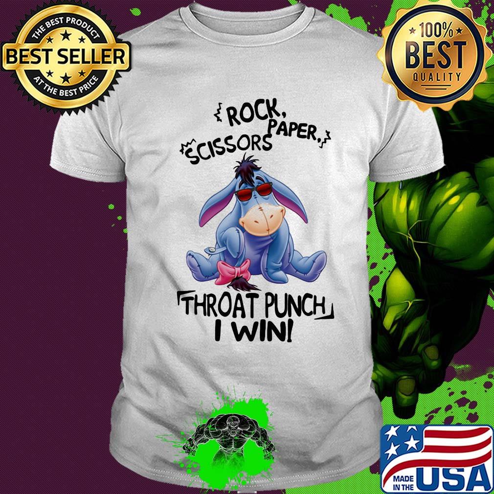 Disney eeyore donkey rock paper scissors throat punch I win shirt