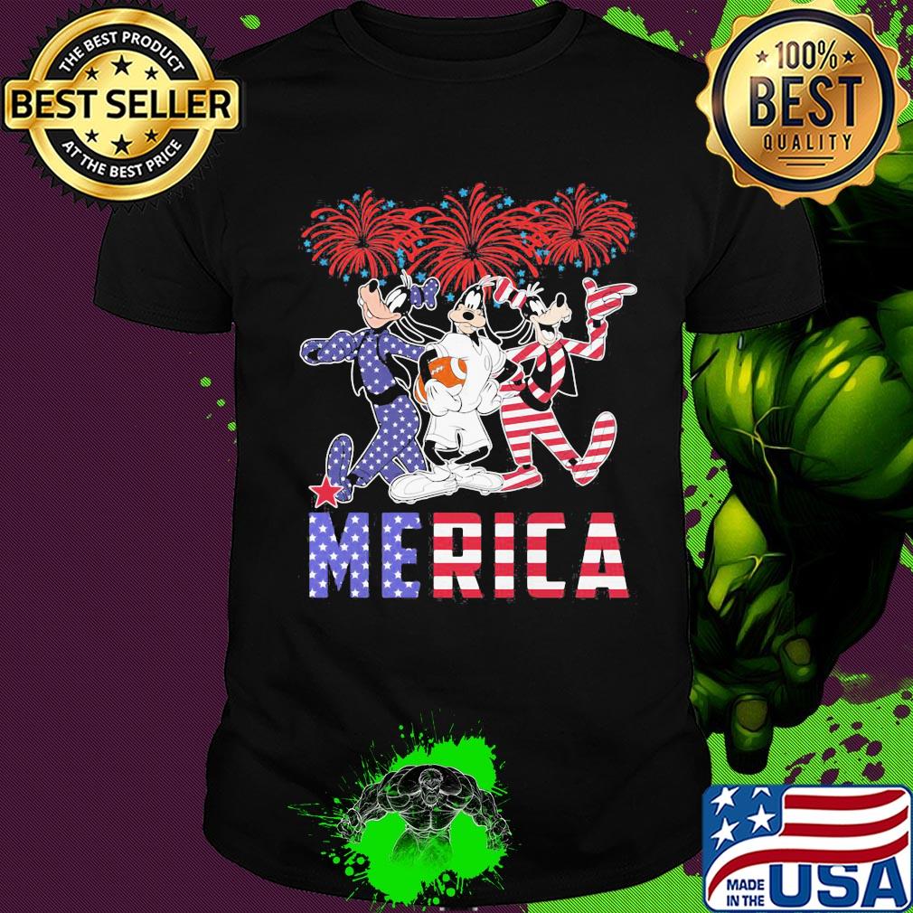 Disney goofy dog merica firework american flag independence day shirt