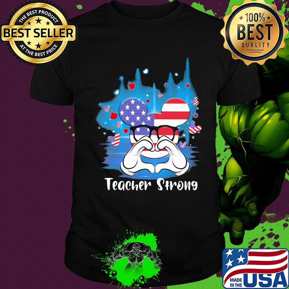 Disney mickey mouse teacher strong american flag independence day shirt
