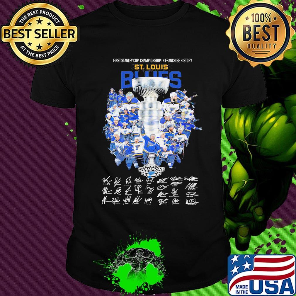 First stanley cup championship in franchise history st. Louis blues signatures shirt