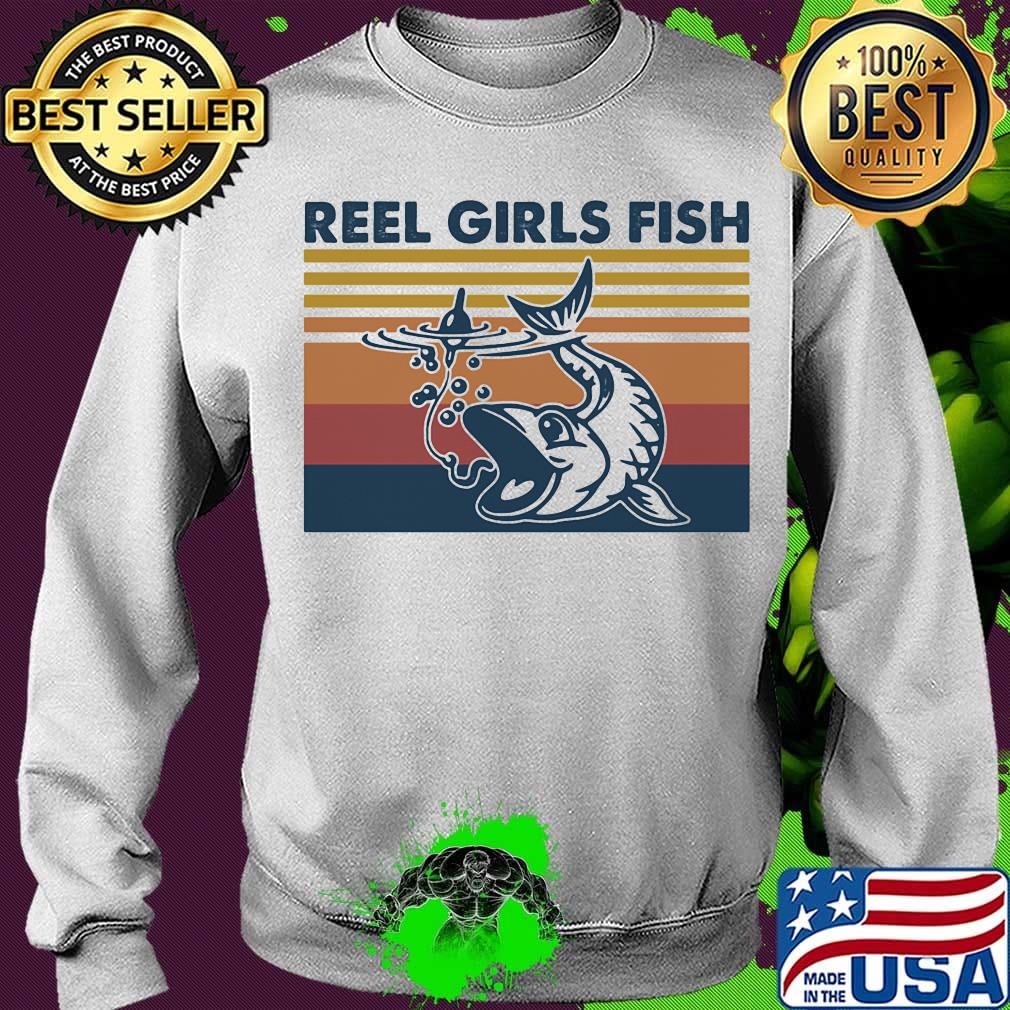 Fishing reel girls fish vintage retro s Sweater Fishing reel girls fish vintage retro s Sweater