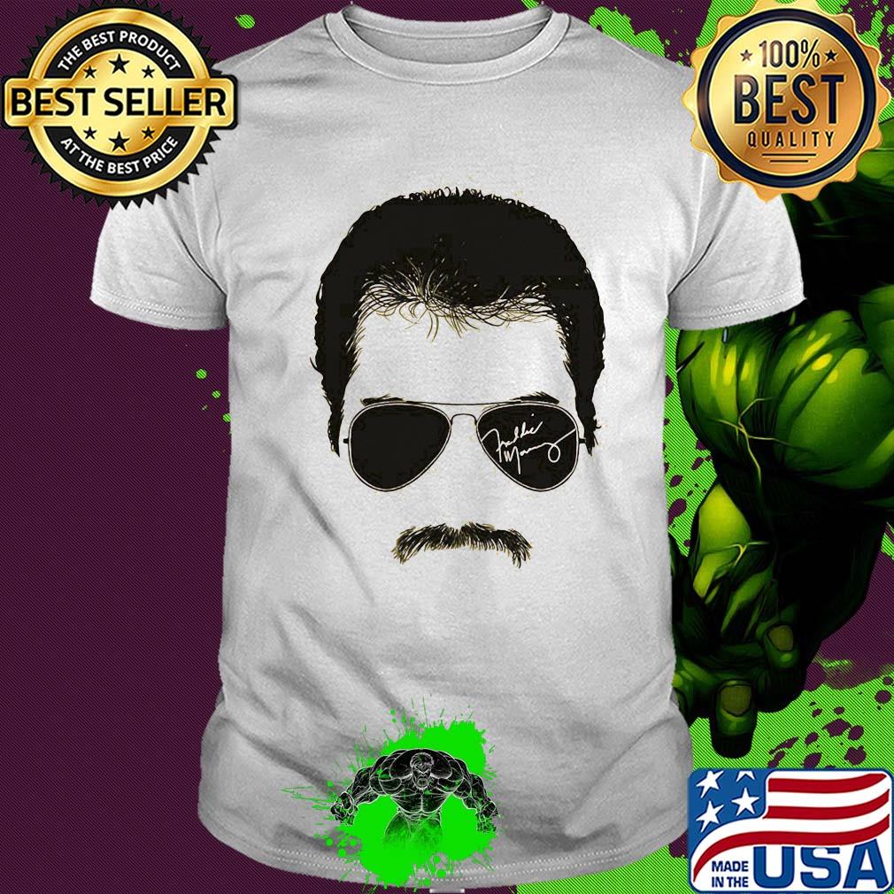 Freddie mercury face signature tee 1970s british rock band shirt