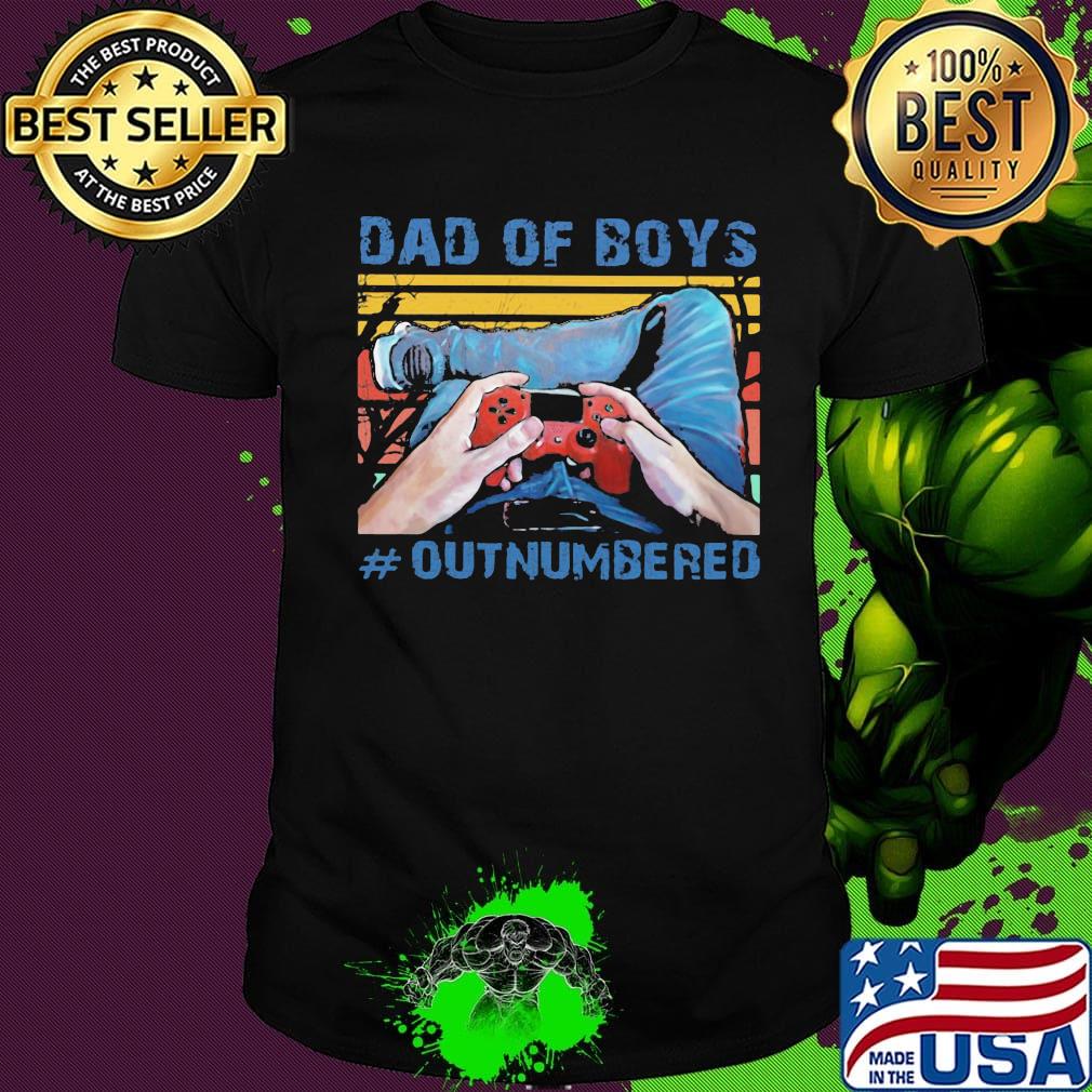 Gamer dad of boy outnumbered vintage retro shirt