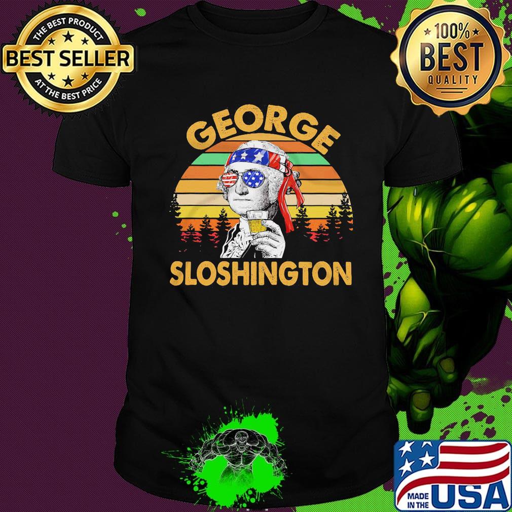 George drinking wine sloshington american flag vintage retro shirt