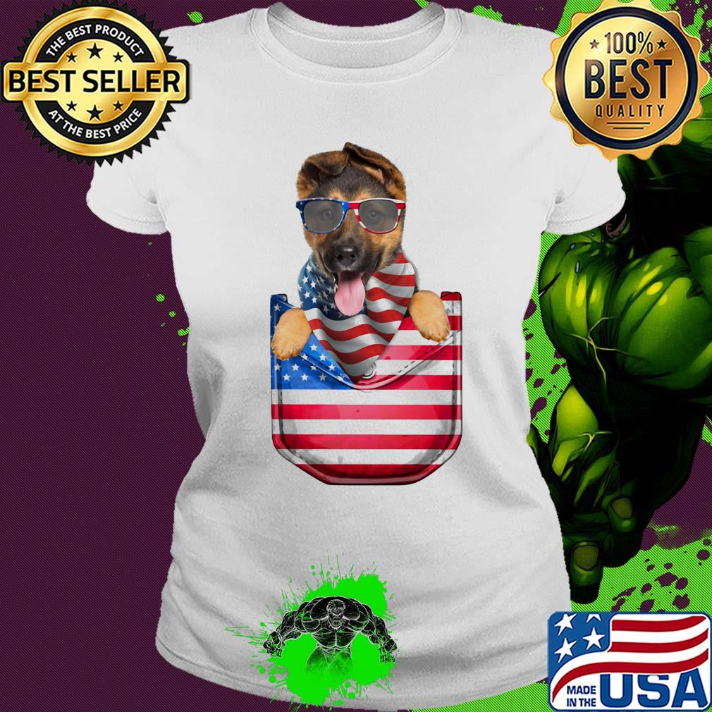 German shepherd pocket american flag independence day s Ladies tee German shepherd pocket american flag independence day s Ladies tee