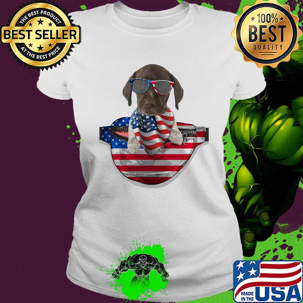 German shorthaired pointer waist pack flag american flag independence day s Ladies tee German shorthaired pointer waist pack flag american flag independence day s Ladies tee