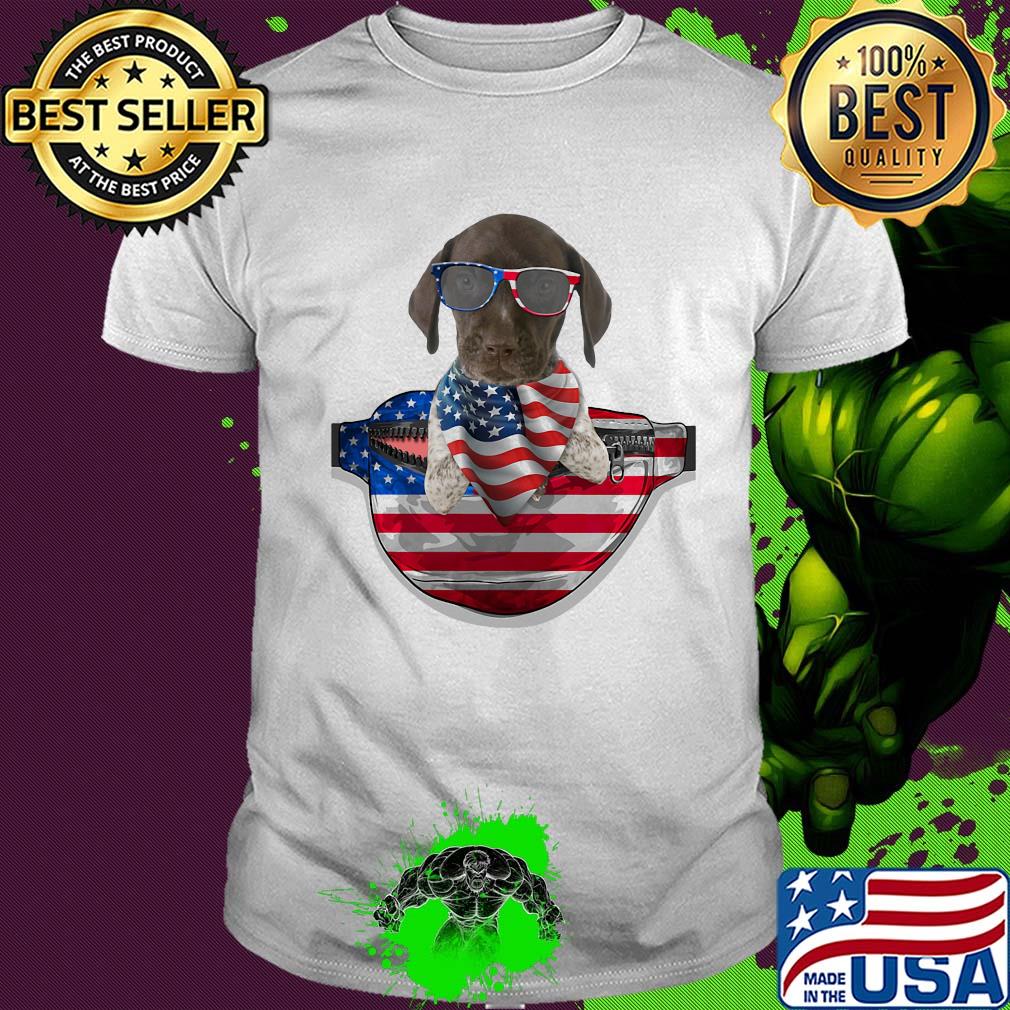 German shorthaired pointer waist pack flag american flag independence day shirt