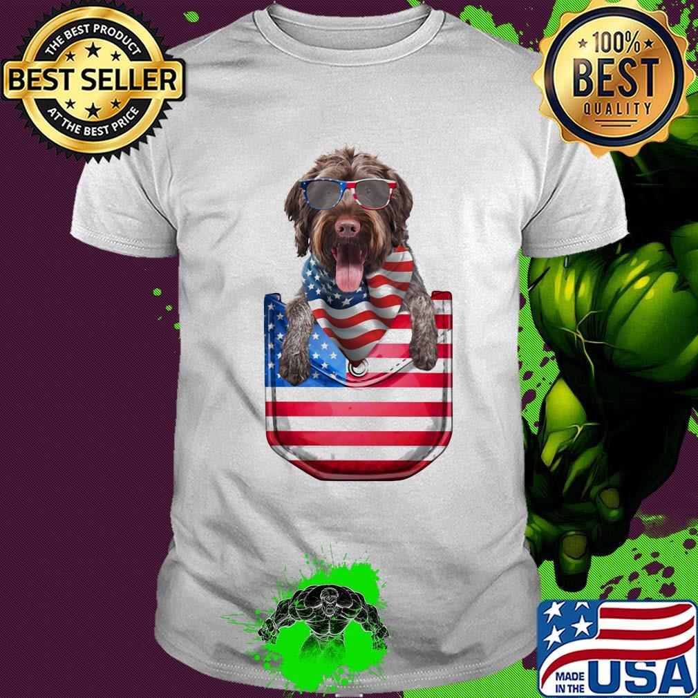 German wirehaired pointer pocket american flag independence day shirt